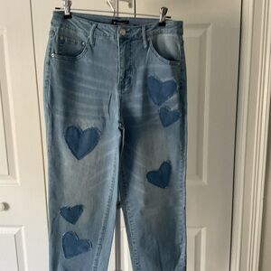 Studio Park by QVC Heart Patch Light Blue Women's Jeans